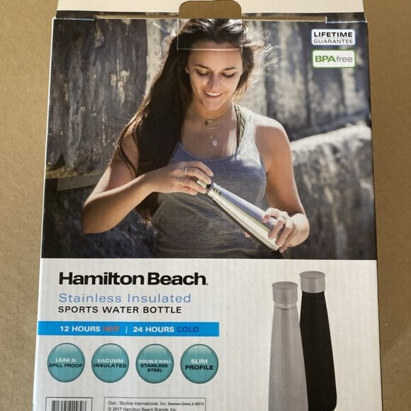 Hamilton Beach Stainless Insulated Sports Water Bottle, New In Box. Set Of Two. - Picture 3 of 5